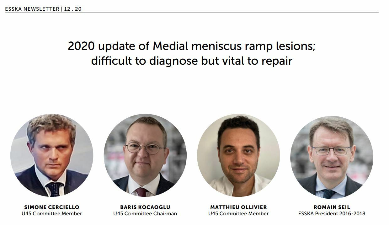 2020 update of Medial Meniscus ramp lessions: published in ESSKA Newsletter